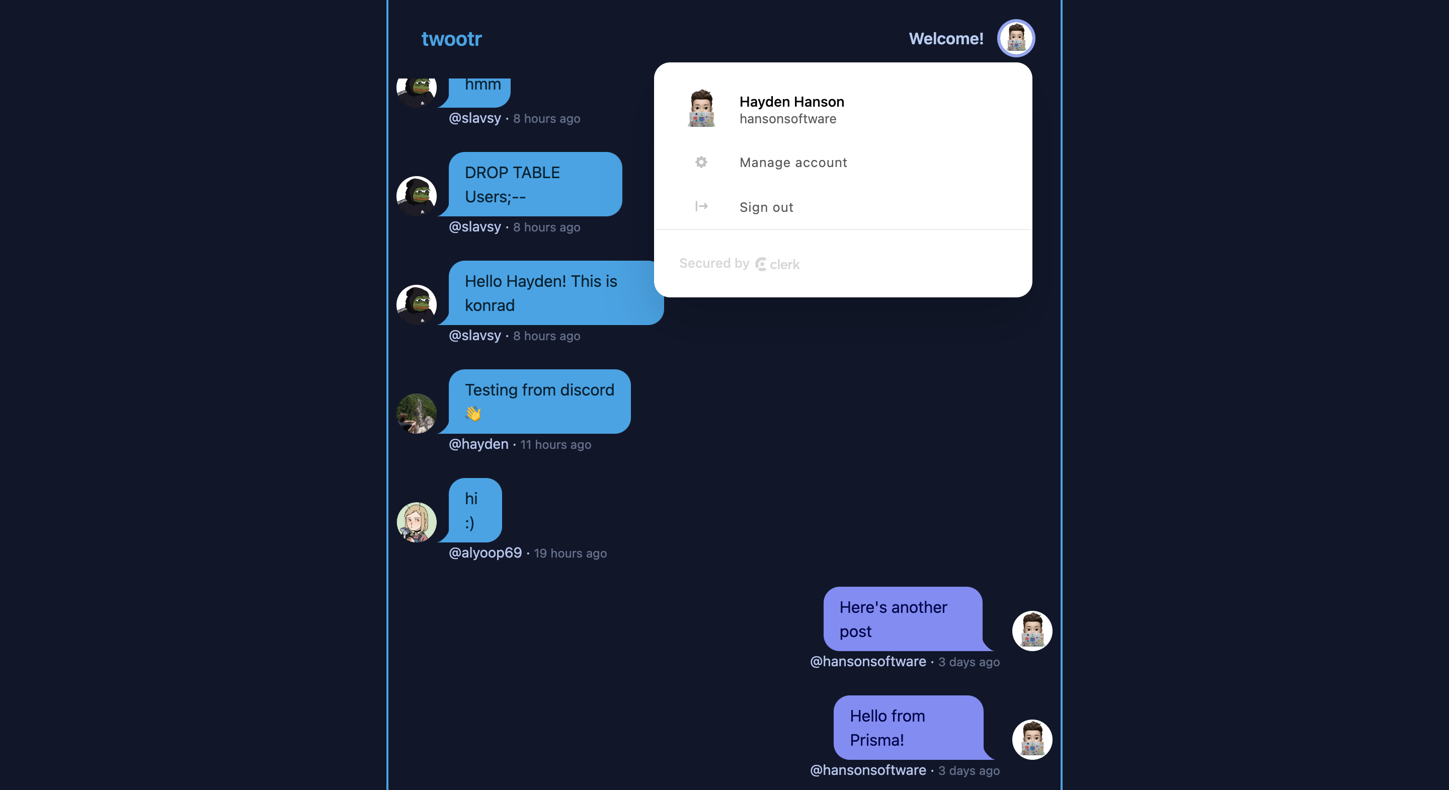 Manage Account